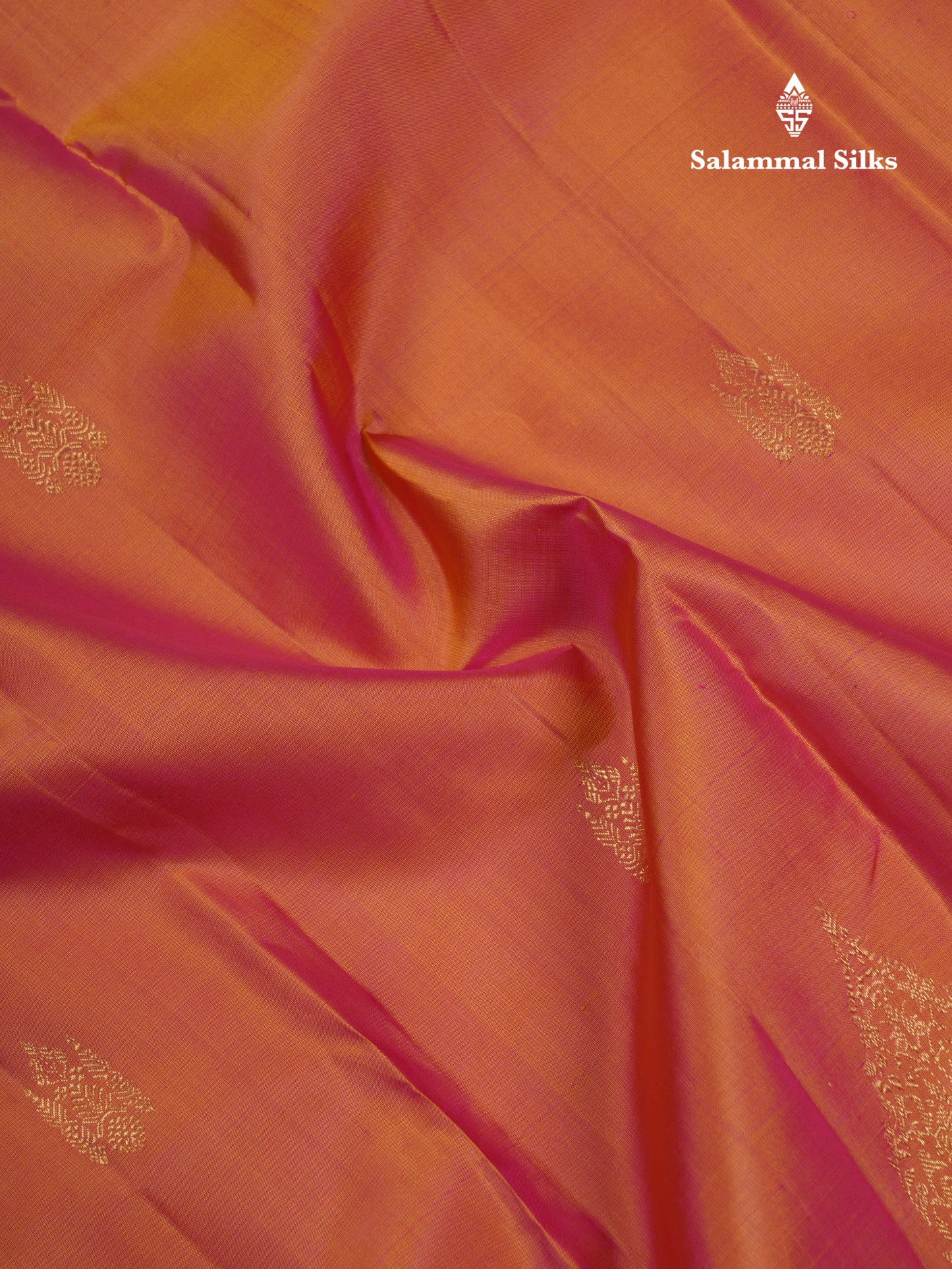 Beautiful Dual Tone Pinkish Orange Fancy Pure Kanjivaram Silk Saree With Contrast Bottle Green Blouse