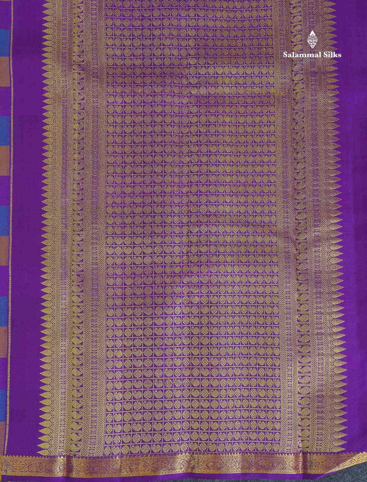 Pure Kanjivaram Silk Saree - Paalum Pazham Checks With Butta & Traditional Small Border