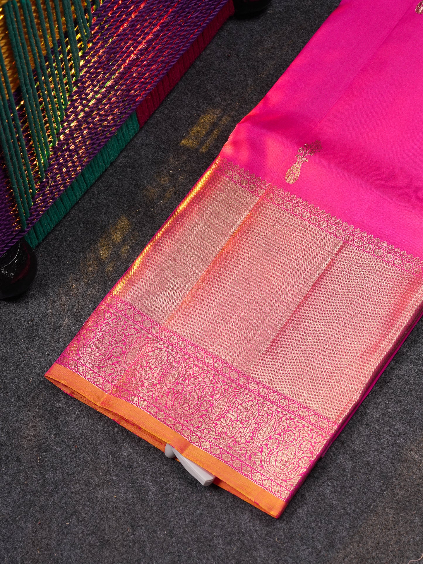 Beautiful Pure Silk Pattu Pavadai (Mehandi Green) With Contrast Light Pink Blouse 45"
