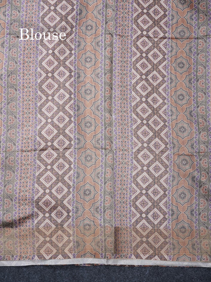 Sandal Semi Tussar Saree With Contrast Grey Fancy Border