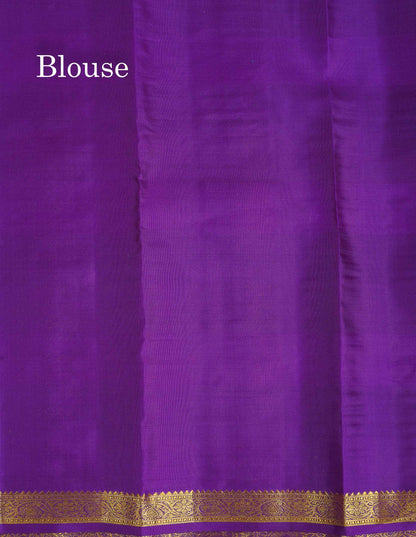 Pure Kanjivaram Silk Saree - Paalum Pazham Checks With Butta & Traditional Small Border