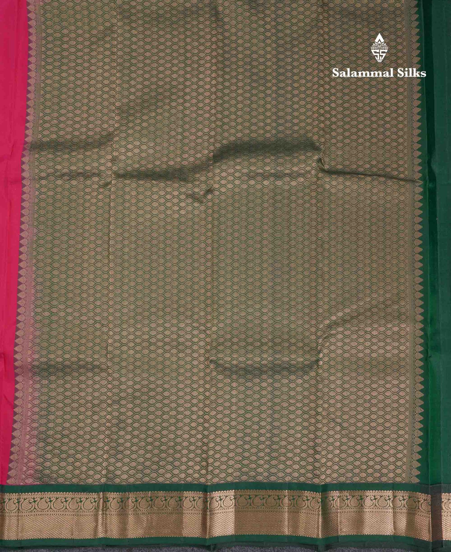 Beautiful Dual Tone Pink Pure Kanjivaram Silk Saree With Contrast Bottle Green Traditional Border
