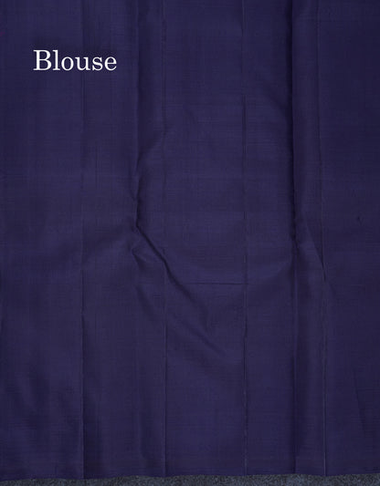 Beautiful Sky Blue Fancy Pure Kanjivaram Silk Saree With Contrast Navy Blue Blouse