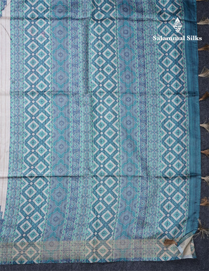Sandal Semi Tussar Saree With Contrast Grey Fancy Border