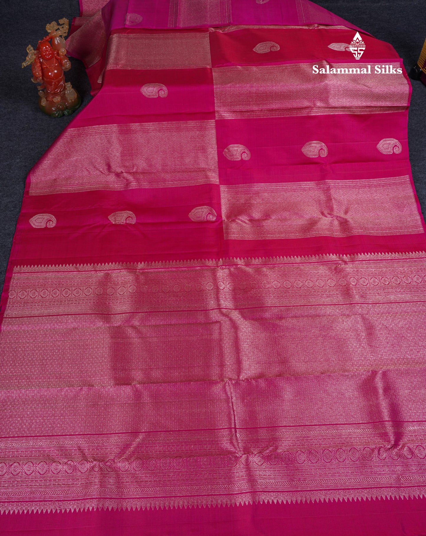 Beautiful Dual Tone Pink Fancy Pure Kanjivaram Silk Saree With Contrast Bottle Green Blouse