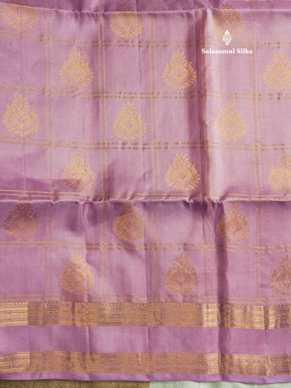 Beautiful Lavender Pure Kanjivaram Soft Silk Saree With Traditional Gap Border