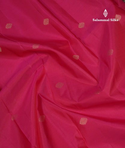 Beautiful Dual Tone Pink Pure Kanjivaram Silk Saree With Contrast Bottle Green Traditional Border