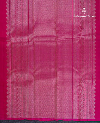 Beautiful Dual Tone Pink Fancy Pure Kanjivaram Silk Saree With Contrast Bottle Green Blouse