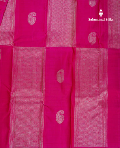 Beautiful Dual Tone Pink Fancy Pure Kanjivaram Silk Saree With Contrast Bottle Green Blouse