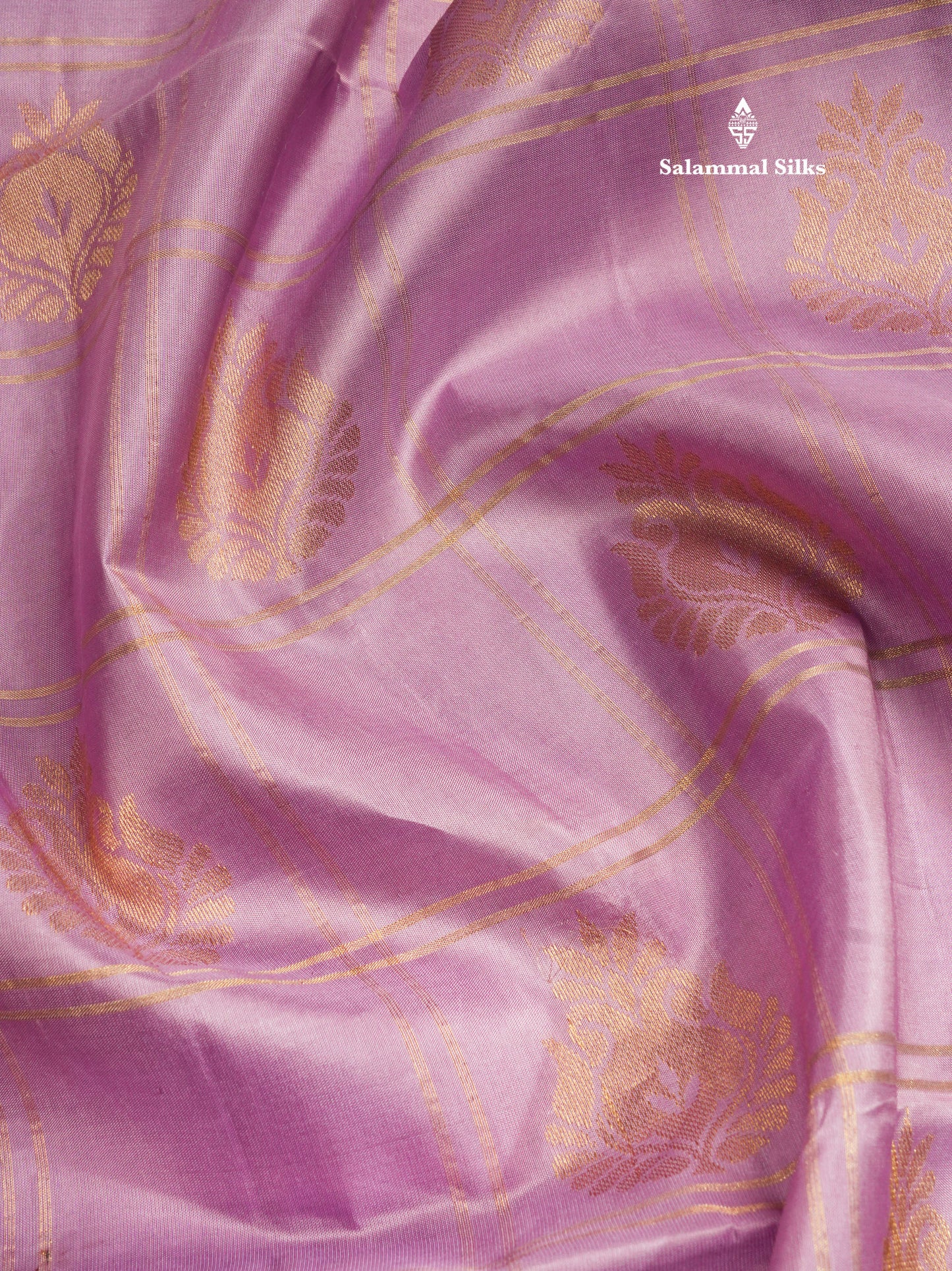 Beautiful Lavender Pure Kanjivaram Soft Silk Saree With Traditional Gap Border