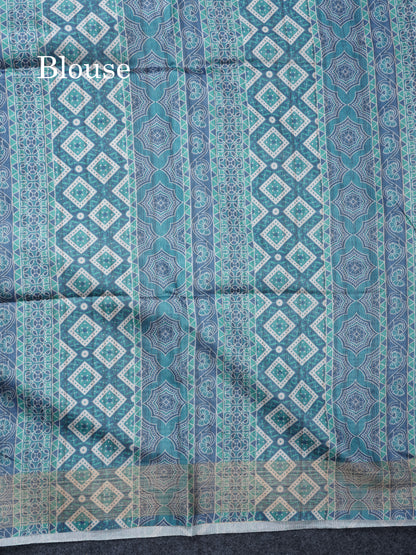 Sandal Semi Tussar Saree With Contrast Grey Fancy Border