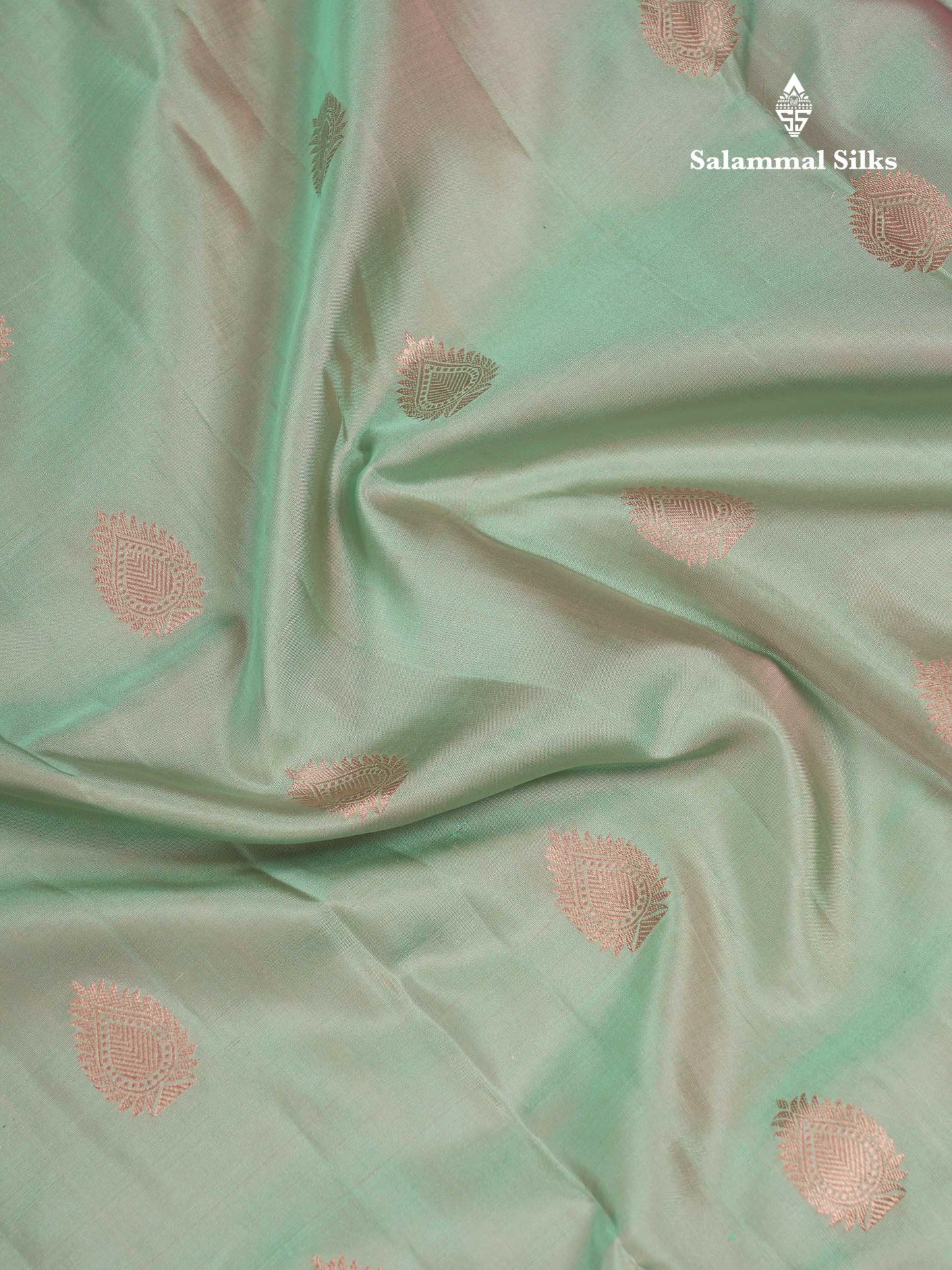 Beautiful Dual Tone Elaichi Green Pure Kanjivaram Silk Saree With Contrast Light Pink Traditional Border