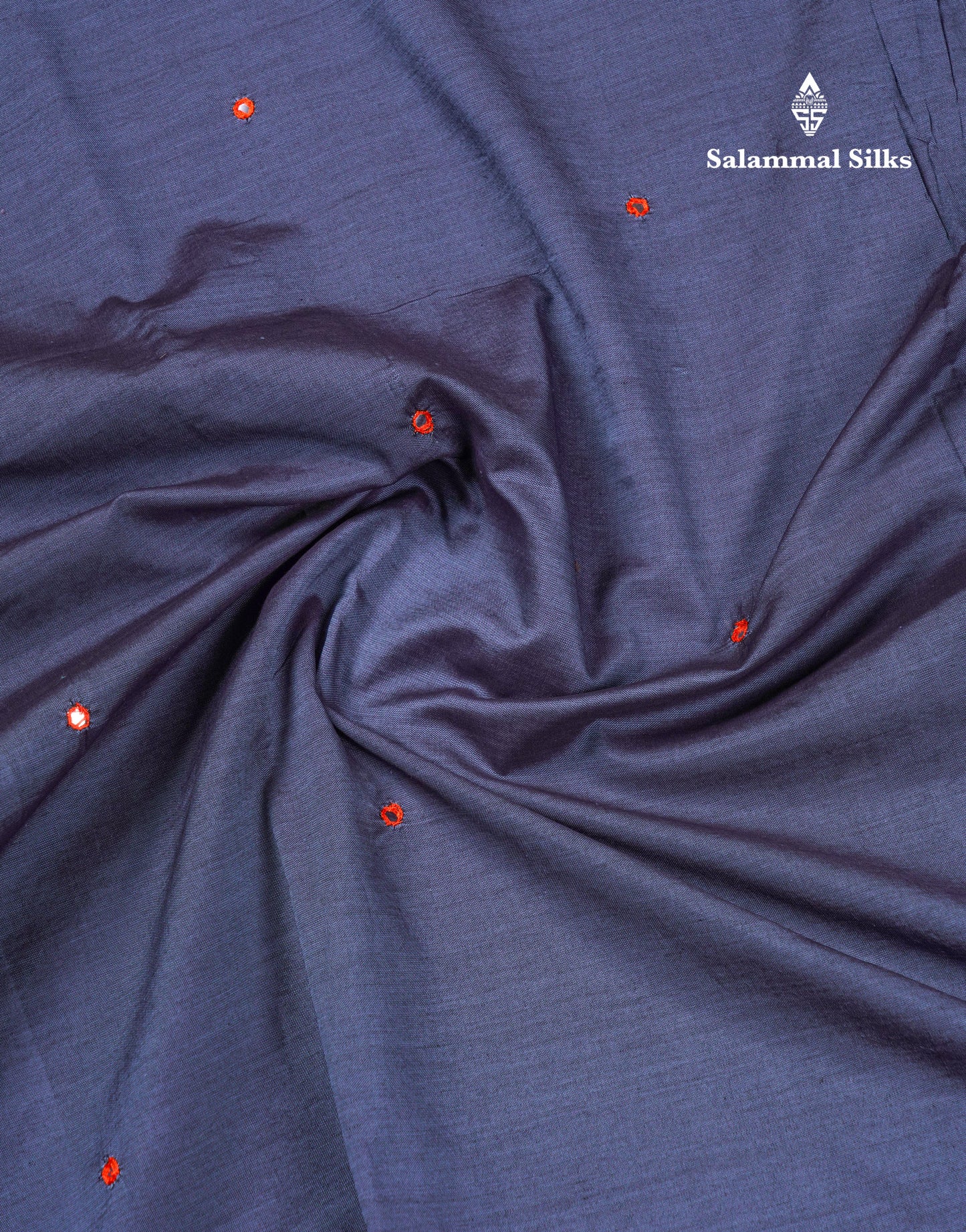Beautiful Grey Mirror Work South Cotton Printed Saree With Contrast Orange Blouse