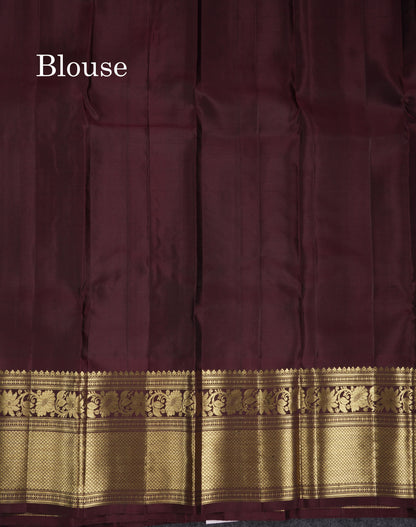 Beautiful Magenta Menakari Work Pure Kanjivaram Silk Saree With Contrast Dark Brown Traditional Evening Morning Border