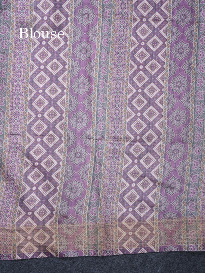 Sandal Semi Tussar Saree With Contrast Grey Fancy Border