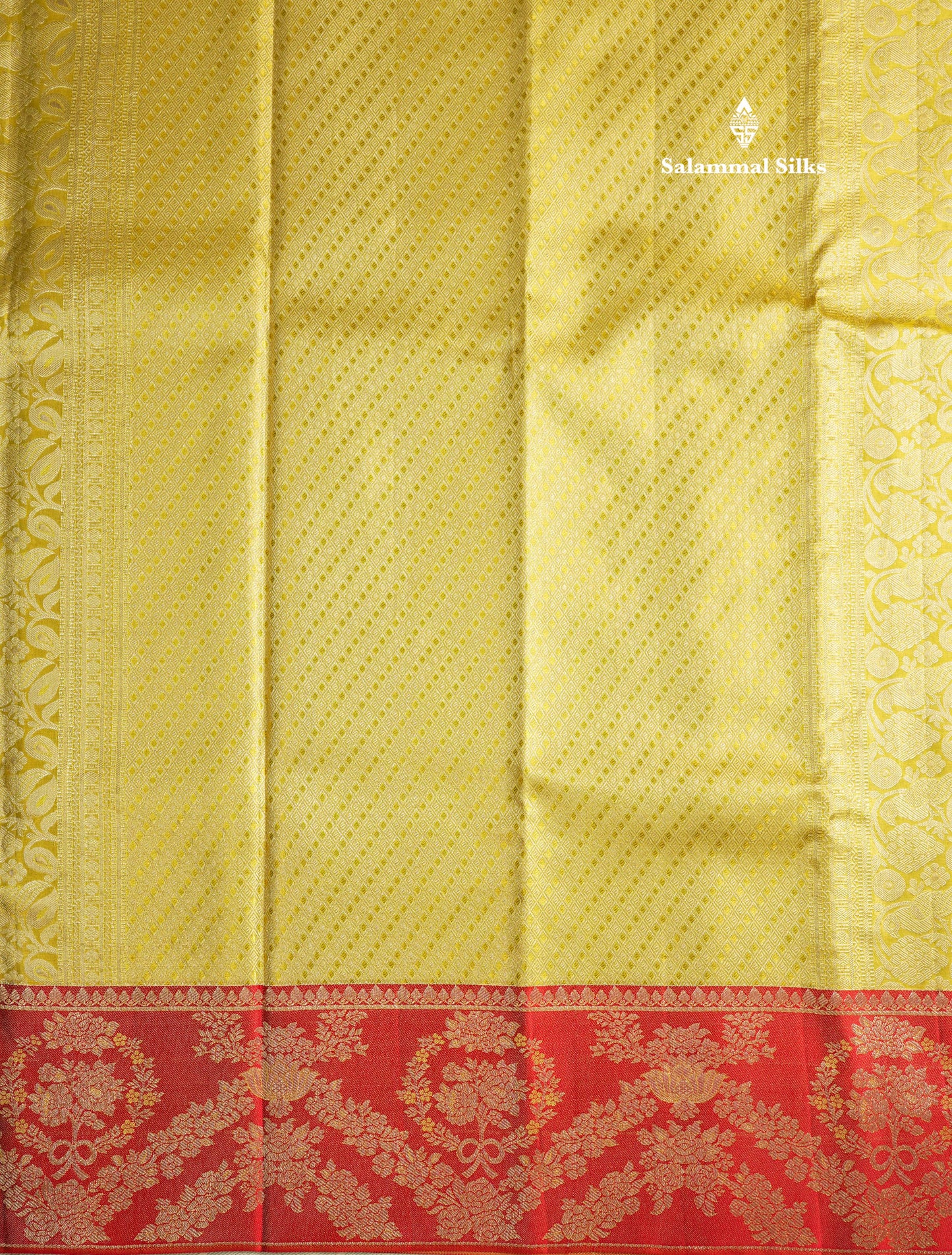 Beautiful Gold Tissue Bridal Pure Kanjivaram Silk Saree With Contrast Chilly Red Border