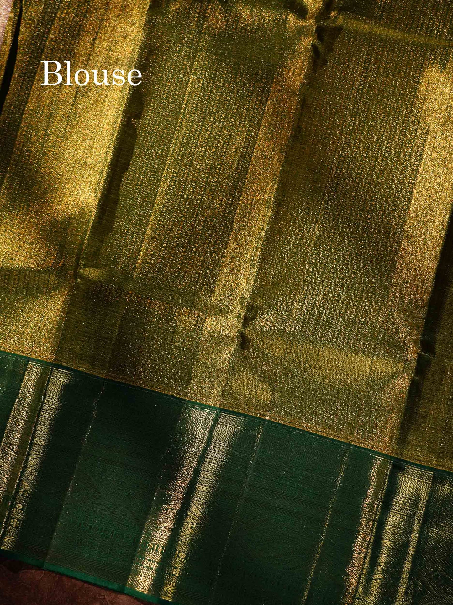 Peach Tissue Bridal Pure Kanjivaram Silk Saree With Contrast Bottle Green Border
