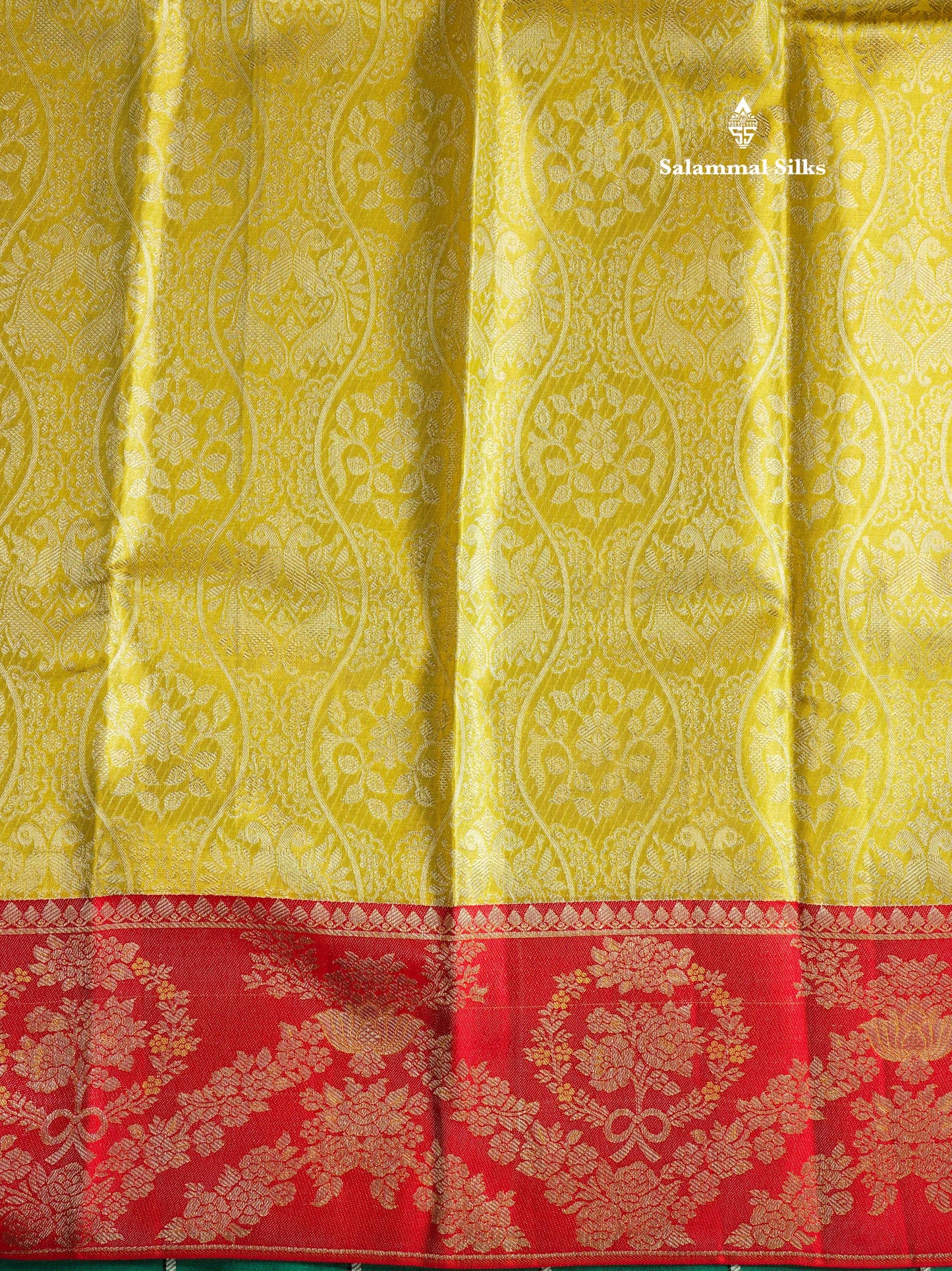 Beautiful Gold Tissue Bridal Pure Kanjivaram Silk Saree With Contrast Chilly Red Border