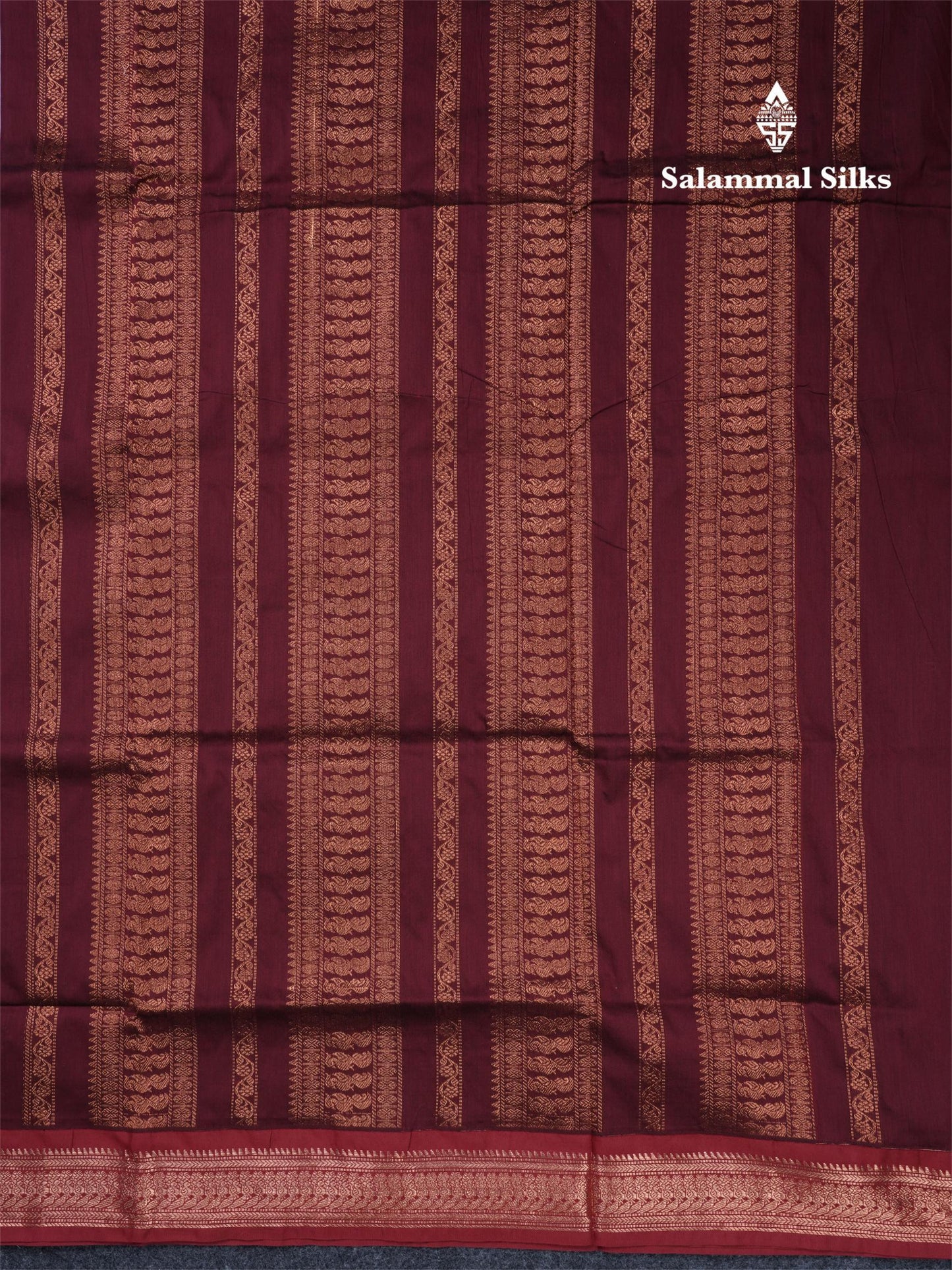 Lavender Kalyani Cotton Saree With Contrast Maroon Border