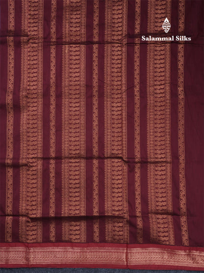 Lavender Kalyani Cotton Saree With Contrast Maroon Border