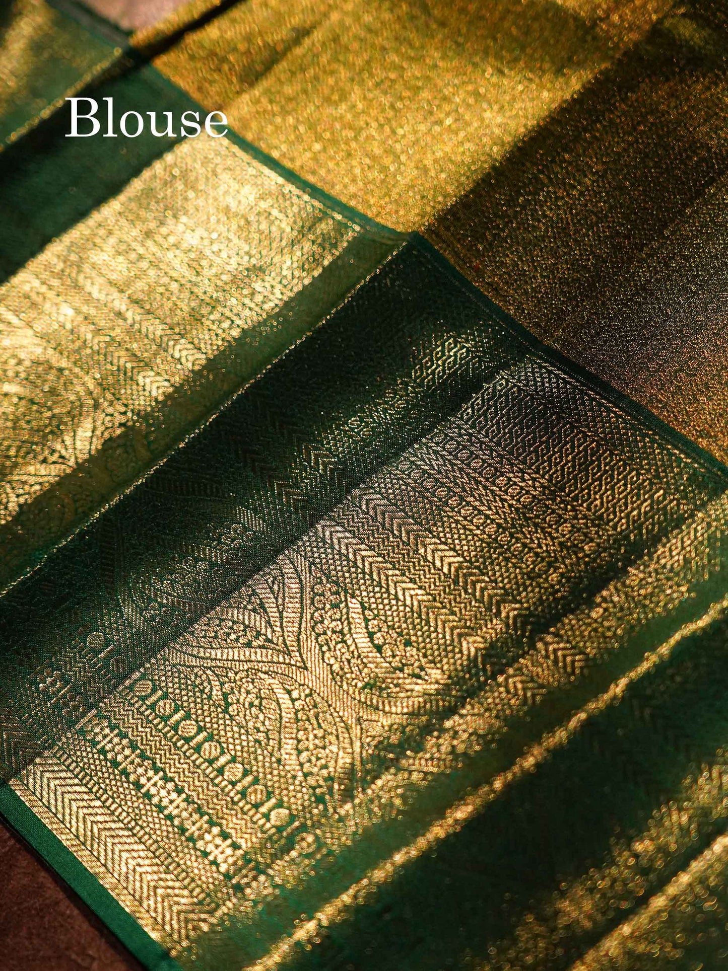 Peach Tissue Bridal Pure Kanjivaram Silk Saree With Contrast Bottle Green Border