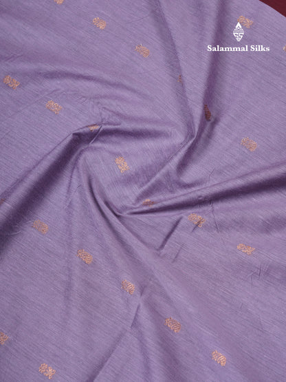 Lavender Kalyani Cotton Saree With Contrast Maroon Border