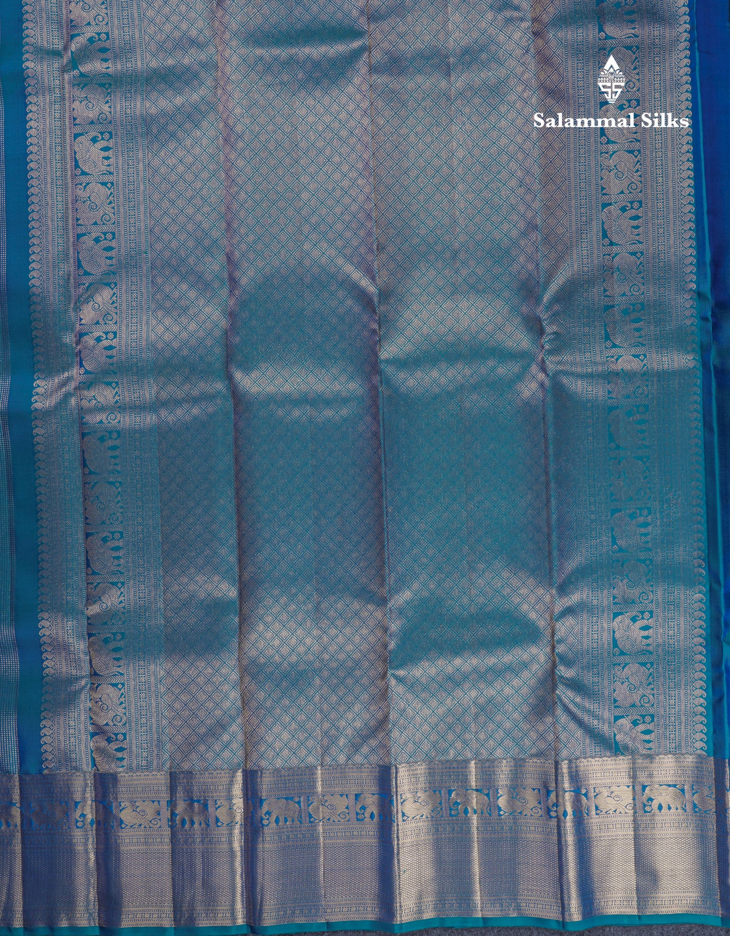 Beautiful Dual Tone Peacock Blue Bridal Pure Kanjivaram Silk Saree With Traditional Evening Morning Border