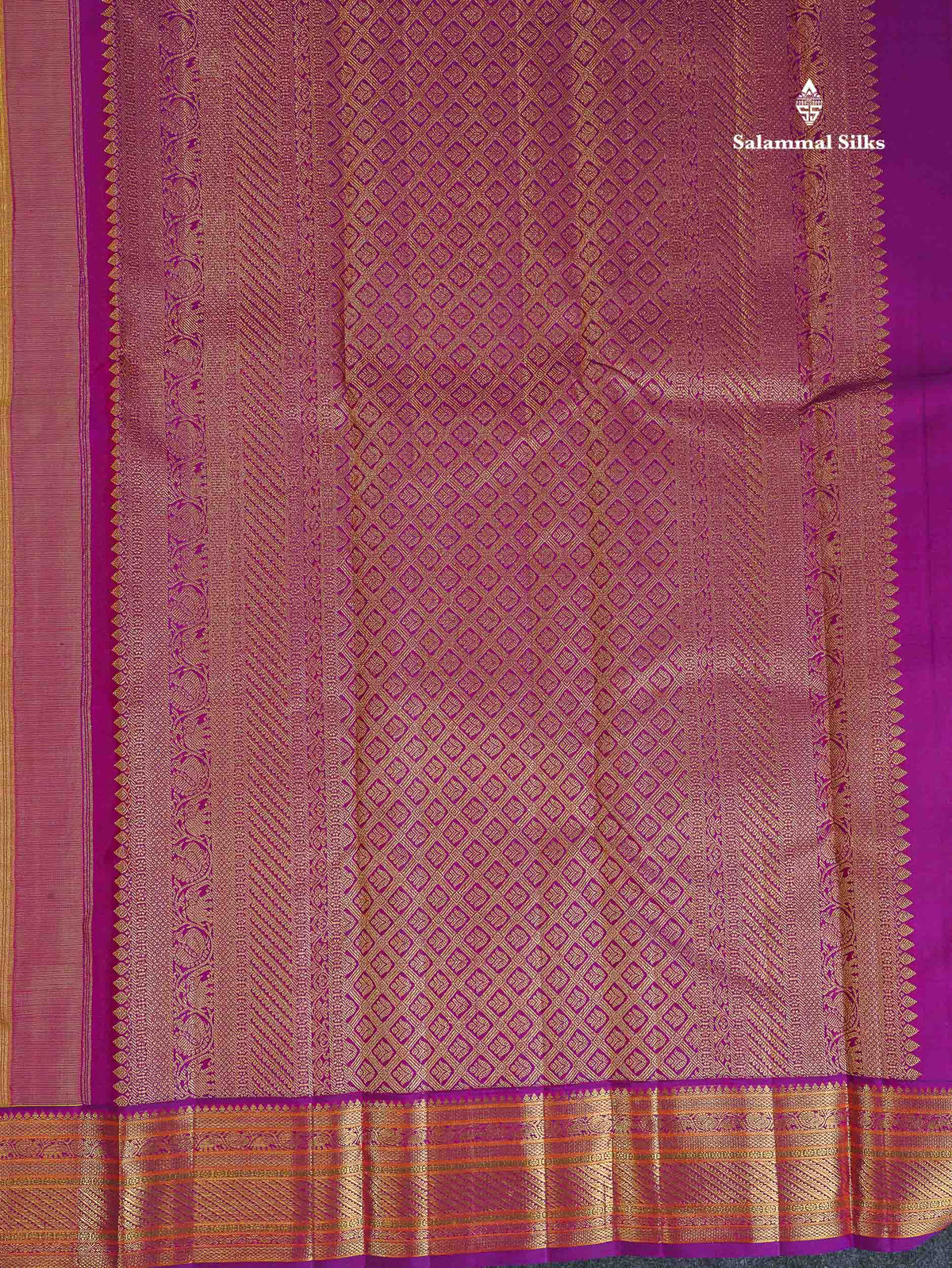 Korvai Pure Kanjivaram Silk Saree - Parrot Green Colour Body Zari Butta With Vadamalli Border