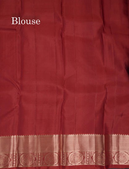 Beautiful Brown Pure Kanjivaram Silk Saree With Traditional Border
