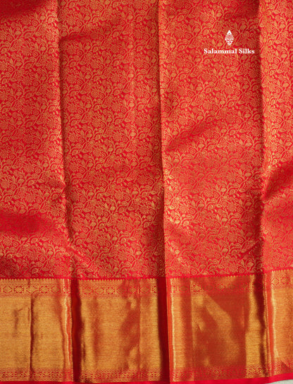 Beautiful Chilly Red Pure Kanjivaram Silk Saree (2G) Zari With Self Border