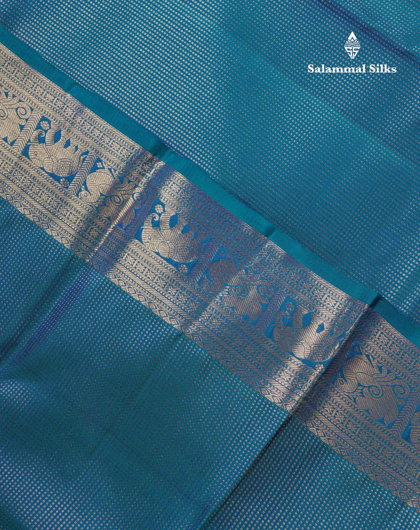 Beautiful Dual Tone Peacock Blue Bridal Pure Kanjivaram Silk Saree With Traditional Evening Morning Border