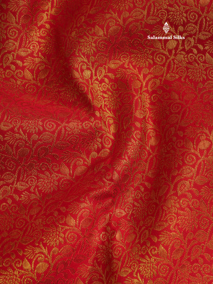 Beautiful Chilly Red Pure Kanjivaram Silk Saree (2G) Zari With Self Border
