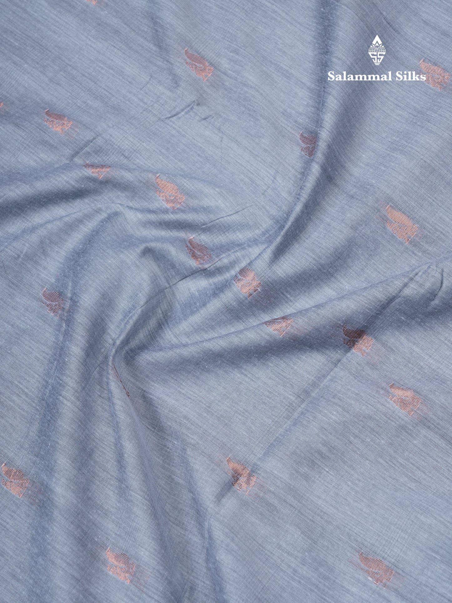 Blueish Grey Kalyani Cotton Saree With Contrast Maroon Border