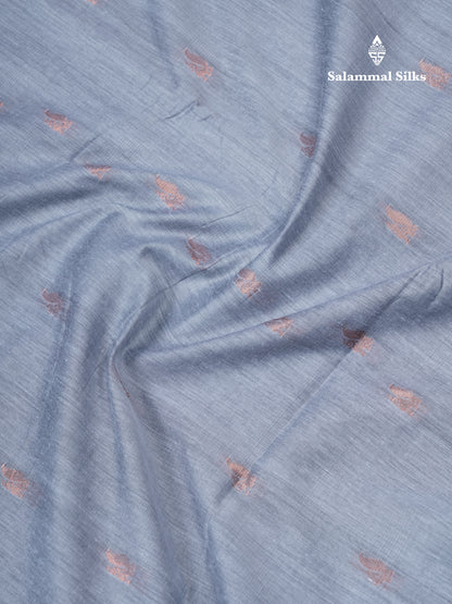 Blueish Grey Kalyani Cotton Saree With Contrast Maroon Border