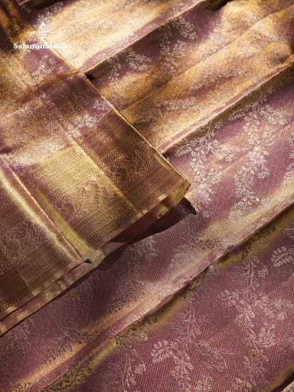 Beautiful Light Pink Tissue Bridal Pure Kanjivaram Silk Saree With Traditional Border