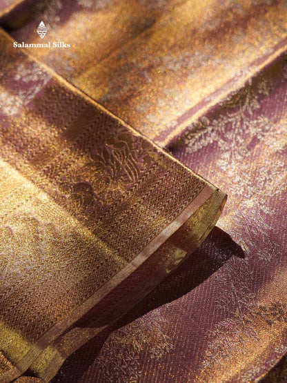 Beautiful Light Pink Tissue Bridal Pure Kanjivaram Silk Saree With Traditional Border