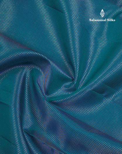 Beautiful Dual Tone Peacock Blue Bridal Pure Kanjivaram Silk Saree With Traditional Evening Morning Border