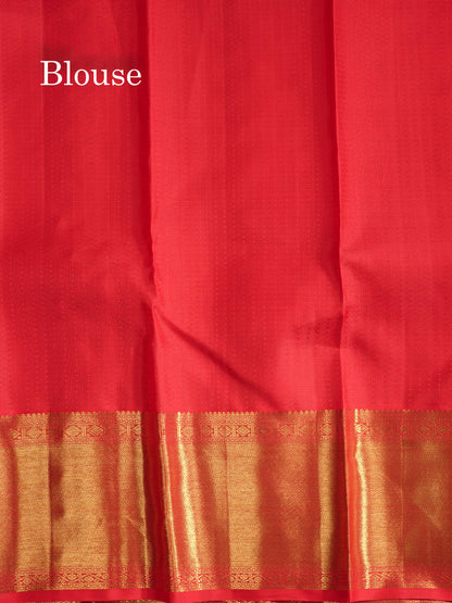 Beautiful Chilly Red Pure Kanjivaram Silk Saree (2G) Zari With Self Border