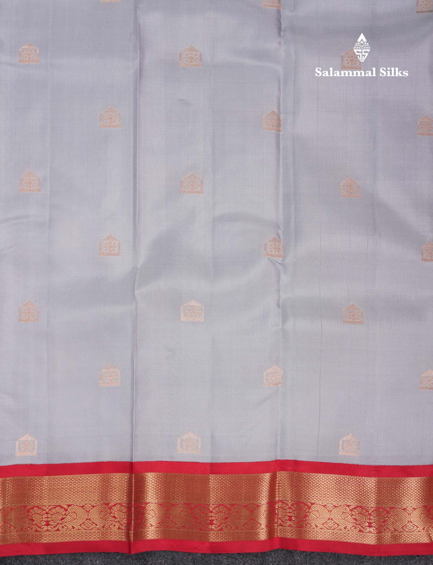 Beautiful Light Blue Pure Kanjivaram Silk Saree With Contrast Chilly Red Traditional Medium Border