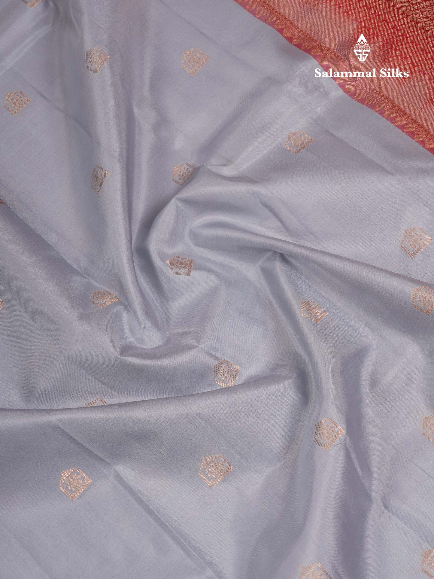 Beautiful Light Blue Pure Kanjivaram Silk Saree With Contrast Chilly Red Traditional Medium Border
