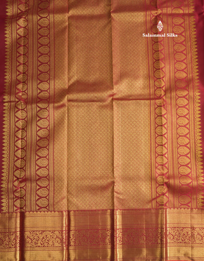 Dark Maroon Bridal Pure Kanjivaram Silk Saree With Self Border