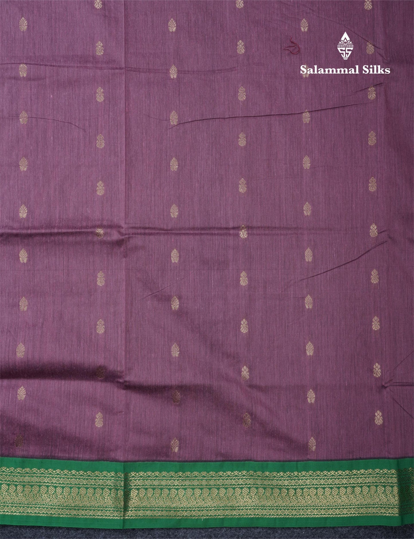 Light Violet Kalyani Cotton Saree With Contrast Green Border