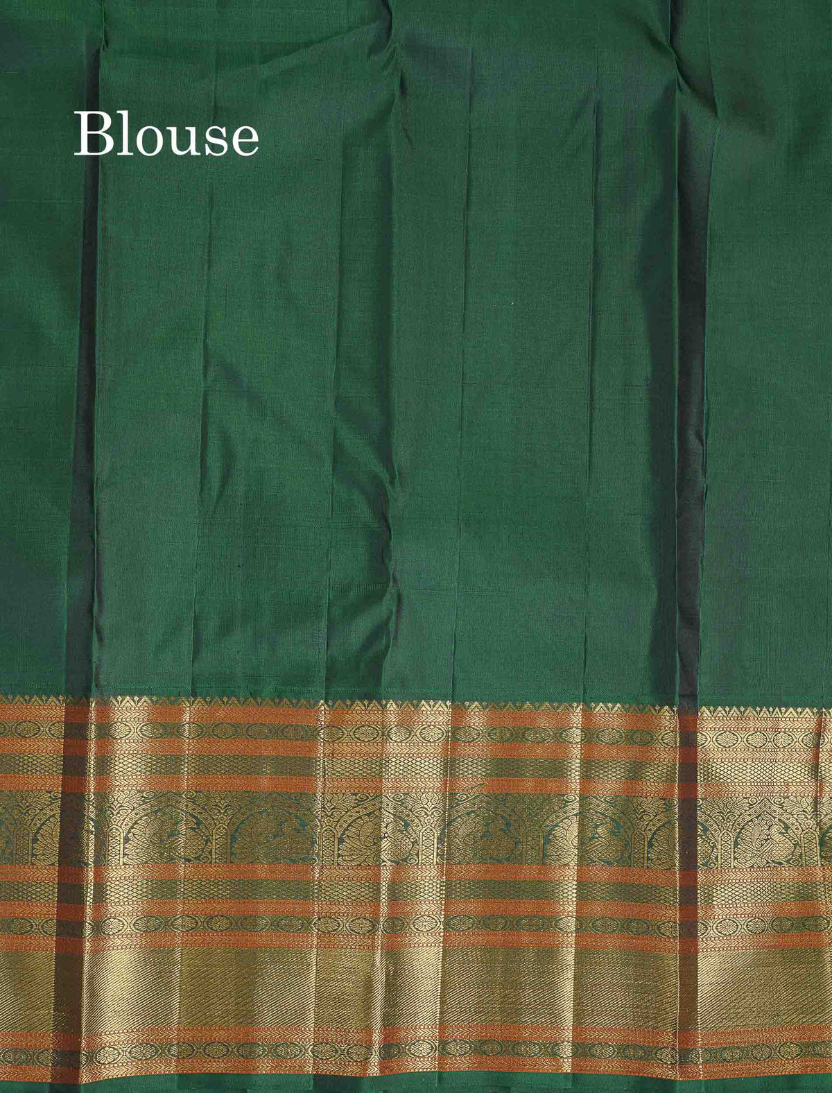 Korvai Pure Kanjivaram Silk Saree - Beige Colour Body With Contrast Bottle Green Evening Morning Border