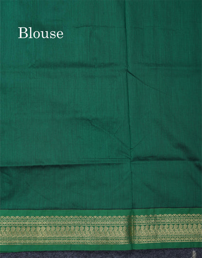 Light Violet Kalyani Cotton Saree With Contrast Green Border