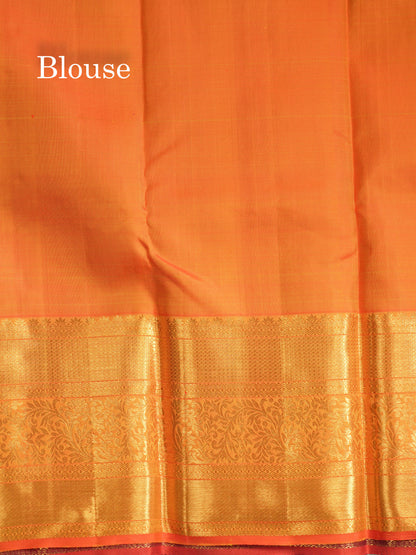 Dark Maroon Bridal Pure Kanjivaram Silk Saree With Self Border