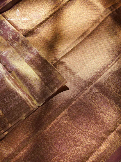 Beautiful Light Pink Tissue Bridal Pure Kanjivaram Silk Saree With Traditional Border