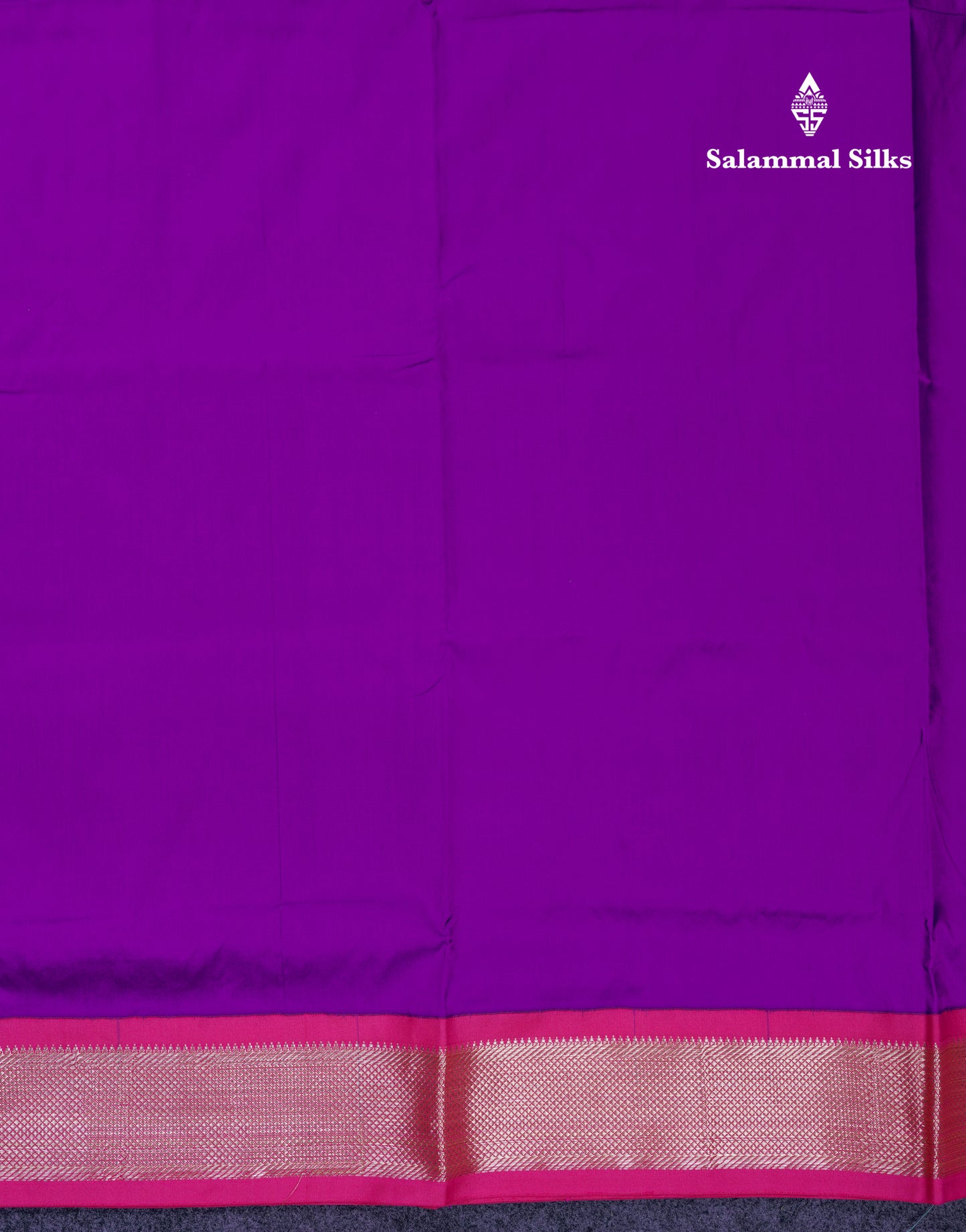 9.5 Yards Semi Silk Saree Violet With Contrast Pink Traditional Border