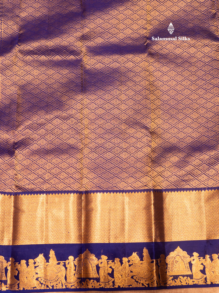 Royal Blue Colour Pure Kanjivaram Silk Saree with Pallakku Border