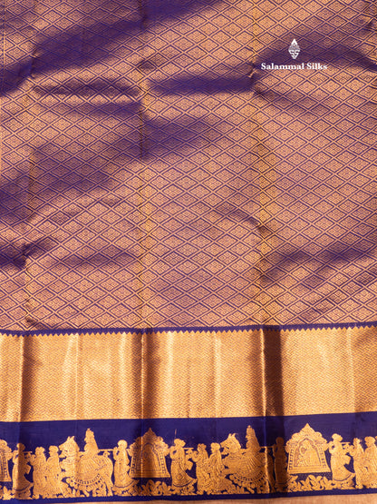 Royal Blue Colour Pure Kanjivaram Silk Saree with Pallakku Border