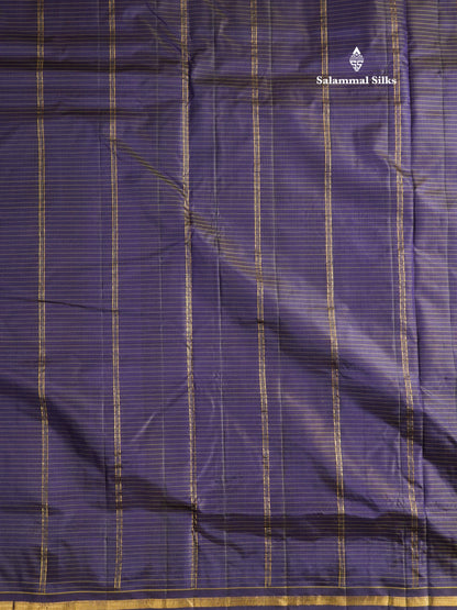 10 Yards Pure Silk Saree Tiny Zari Checks Navy Blue with Small Border